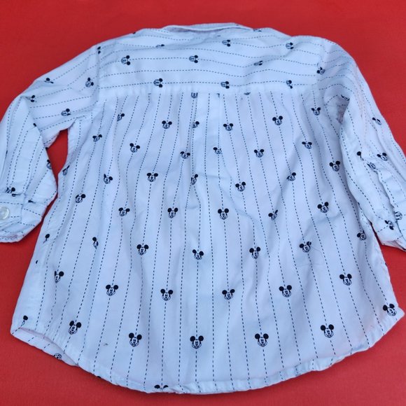 Disney Mickey Mouse Button Down Dress Shirt Boys Size 3 to 6 Months - Picture 2 of 5